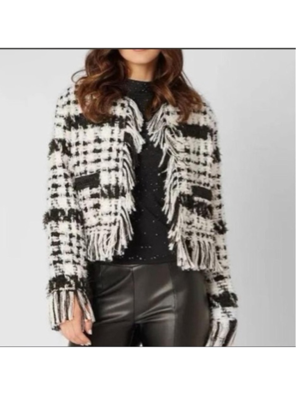 Adrienne Landau White and Onyx Blazer Jacket NWT size L